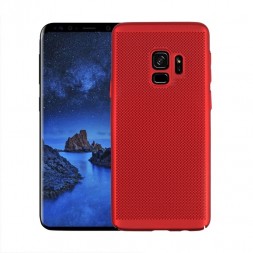 Накладка пластиковая для Samsung Galaxy A6 (2018) A600 с перфорацией красная