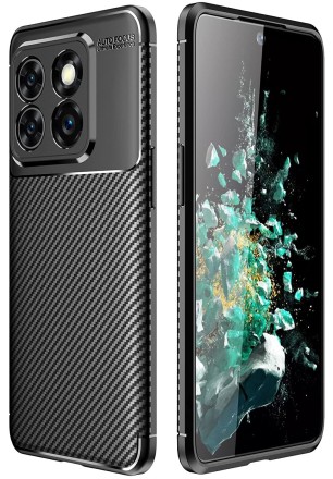 Накладка силиконовая для OnePlus 10T / OnePlus Ace Pro под карбон чёрная