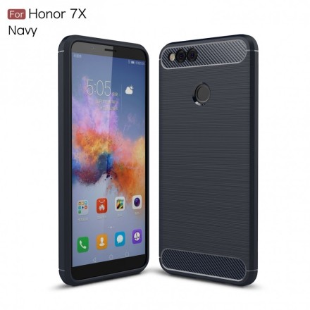 Накладка силиконовая для Huawei Honor 7X карбон сталь синяя