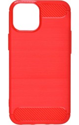 Накладка силиконовая для Apple iPhone 13 карбон сталь красная