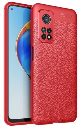 Накладка силиконовая для Xiaomi Mi 10T / Xiaomi Mi 10T Pro под кожу красная