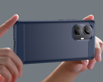 Накладка силиконовая для Realme 10 Pro Plus 5G (Realme 10 Pro+ 5G) карбон сталь синяя