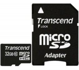 Карта памяти Transcend Micro SD 32Gb Class 10 с адаптером SD