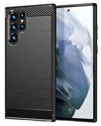 Накладка силиконовая для Samsung Galaxy S22 Ultra S908 карбон сталь чёрная
