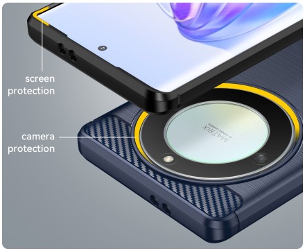 Накладка силиконовая для Honor X9a / Honor Magic5 Lite 5G карбон сталь синяя