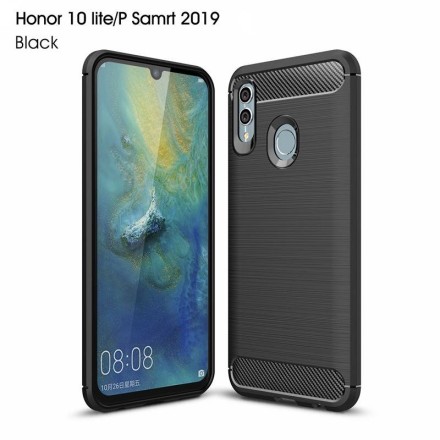 Накладка силиконовая для Huawei P Smart 2019 / Honor 10 Lite карбон сталь черная