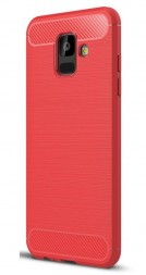 Накладка силиконовая для Samsung Galaxy A6 (2018) A600 карбон и сталь красная
