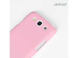 Накладка Jekod пластиковая для Samsung Galaxy S3 i9300 под кожу розовая + пленка
