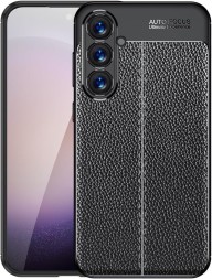 Накладка силиконовая для Samsung Galaxy S24 Plus (S24+) под кожу чёрная