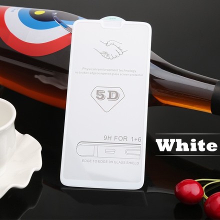 Защитное стекло для OnePlus 6 полноэкранное белое 5D