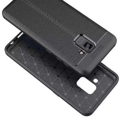 Накладка силиконовая для Samsung Galaxy A8 (2018) A530 под кожу чёрная