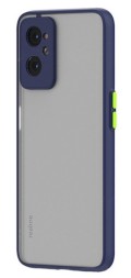 Накладка пластиковая матовая для Realme 9i / Oppo A96 с силиконовой окантовкой синяя