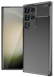 Накладка силиконовая для Samsung Galaxy S24 Ultra под карбон чёрная