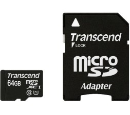 Карта памяти Transcend Micro SD 64Gb Class 10 с адаптером SD