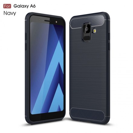 Накладка силиконовая для Samsung Galaxy A6 (2018) A600 карбон и сталь синяя