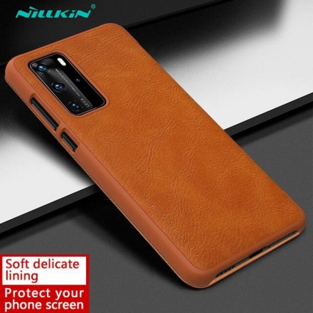 Чехол Nillkin Qin Leather Case для Huawei P40 Pro коричневый