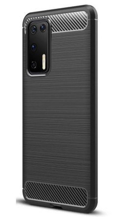 Накладка силиконовая для Huawei P40 Pro карбон сталь черная