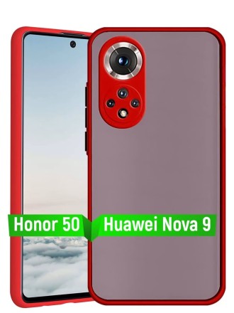Накладка пластиковая матовая для Honor 50 / Huawei Nova 9 с силиконовой окантовкой красная