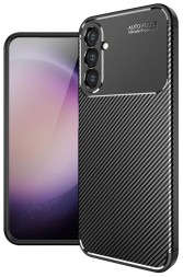 Накладка силиконовая для Samsung Galaxy S24 Plus (S24+) под карбон чёрная