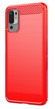 Накладка силиконовая для Xiaomi Redmi Note 10T / Xiaomi Redmi Note 10 5G / Poco M3 Pro карбон сталь красная