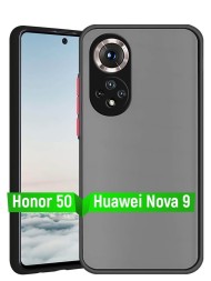 Накладка пластиковая матовая для Honor 50 / Huawei Nova 9 с силиконовой окантовкой чёрная