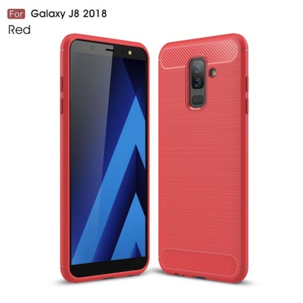 Накладка силиконовая для Samsung Galaxy J8 (2018) J810 карбон сталь красная