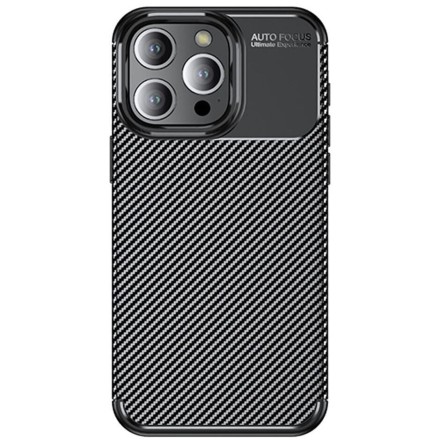 Накладка силиконовая для iPhone 15 Pro Max под карбон черная