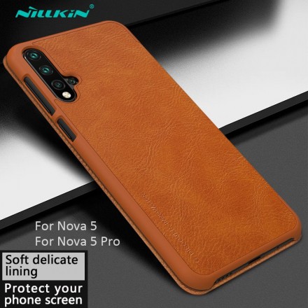 Чехол Nillkin Qin Leather Case для Huawei Nova 5 / Huawei Nova 5 Pro коричневый