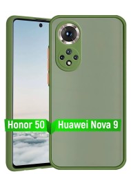Накладка пластиковая матовая для Honor 50 / Huawei Nova 9 с силиконовой окантовкой хаки