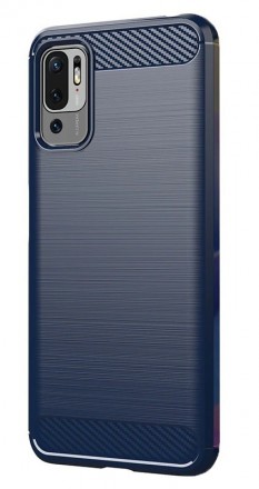 Накладка силиконовая для Xiaomi Redmi Note 10T / Xiaomi Redmi Note 10 5G / Poco M3 Pro карбон сталь синяя
