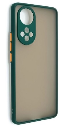 Накладка пластиковая матовая для Honor 50 / Huawei Nova 9 с силиконовой окантовкой тёмно-зелёная