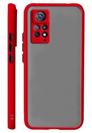 Накладка пластиковая матовая для Xiaomi Redmi Note 11 / Xiaomi Redmi Note 11S с силиконовой окантовкой красная