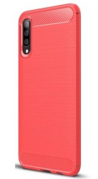 Накладка силиконовая для Samsung Galaxy A70 A705 карбон сталь красная