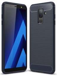 Накладка силиконовая для Samsung Galaxy J8 (2018) J810 карбон сталь синяя