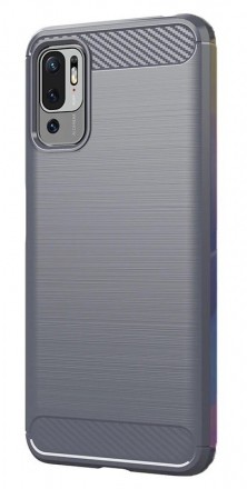 Накладка силиконовая для Xiaomi Redmi Note 10T / Xiaomi Redmi Note 10 5G / Poco M3 Pro карбон сталь серая
