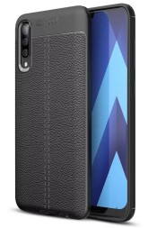 Накладка силиконовая для Samsung Galaxy A50 A505 / Samsung Galaxy A30s под кожу чёрная