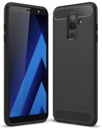 Накладка силиконовая для Samsung Galaxy J8 (2018) J810 карбон сталь черная