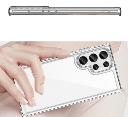 Накладка пластиковая для Samsung Galaxy S23 Ultra S918 с силиконовой окантовкой прозрачная