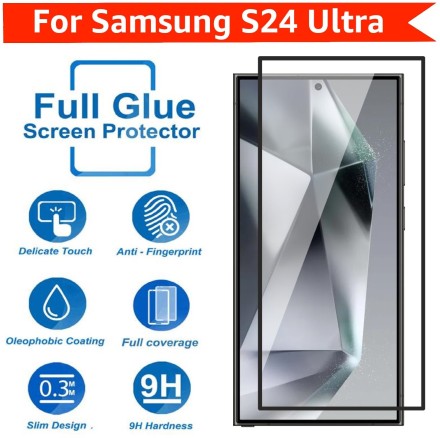 Защитное стекло для Samsung Galaxy S24 Ultra полноэкранное EDGE TO EDGE черное