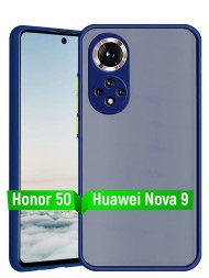 Накладка пластиковая матовая для Honor 50 / Huawei Nova 9 с силиконовой окантовкой синяя
