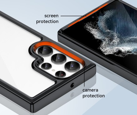 Накладка пластиковая для Samsung Galaxy S23 Ultra S918 с силиконовой окантовкой чёрная