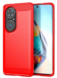 Накладка силиконовая для Huawei P50 Pro карбон сталь красная