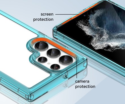 Накладка пластиковая для Samsung Galaxy S23 Ultra S918 с силиконовой окантовкой бирюзовая