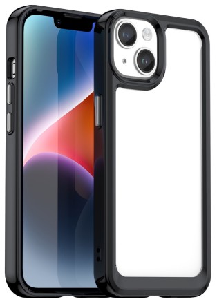 Накладка пластиковая для iPhone 15 с силиконовой окантовкой черная
