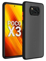 Накладка пластиковая матовая для Xiaomi Poco X3 NFC / X3 Pro с силиконовой окантовкой чёрная