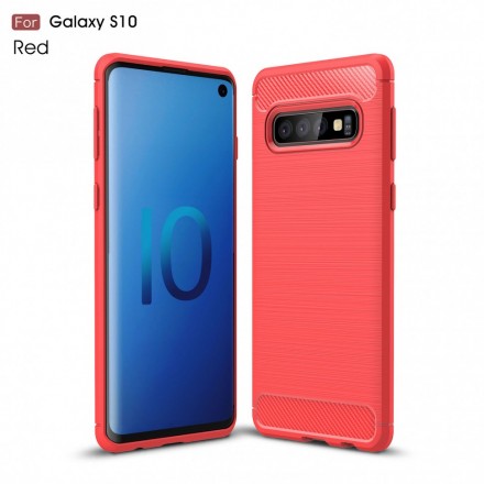 Накладка силиконовая для Samsung Galaxy S10 G973 карбон сталь красная
