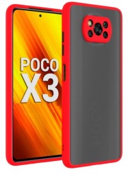 Накладка пластиковая матовая для Poco X3 NFC / Poco X3 Pro с силиконовой окантовкой красная
