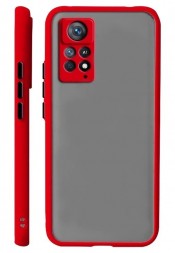 Накладка пластиковая матовая для Xiaomi Redmi Note 11 Pro / Xiaomi Redmi Note 11 Pro 5G / Xiaomi Redmi Note 12 Pro 4G с силиконовой окантовкой красная