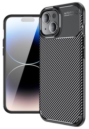 Накладка силиконовая для iPhone 15 под карбон черная