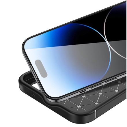 Накладка силиконовая для iPhone 15 под карбон черная